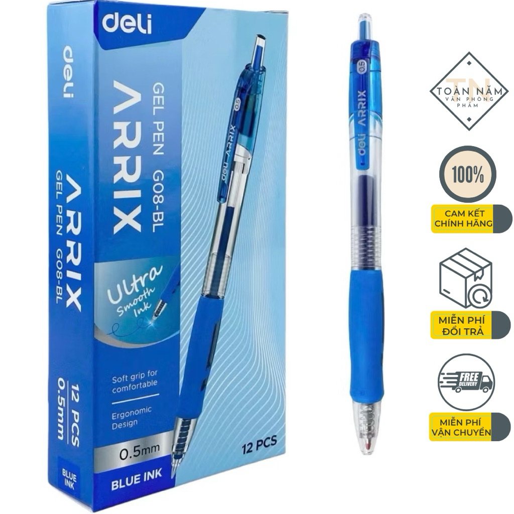 Deli G08 Press Gel Pen Blue Ink, Black Ink | Shopee Philippines