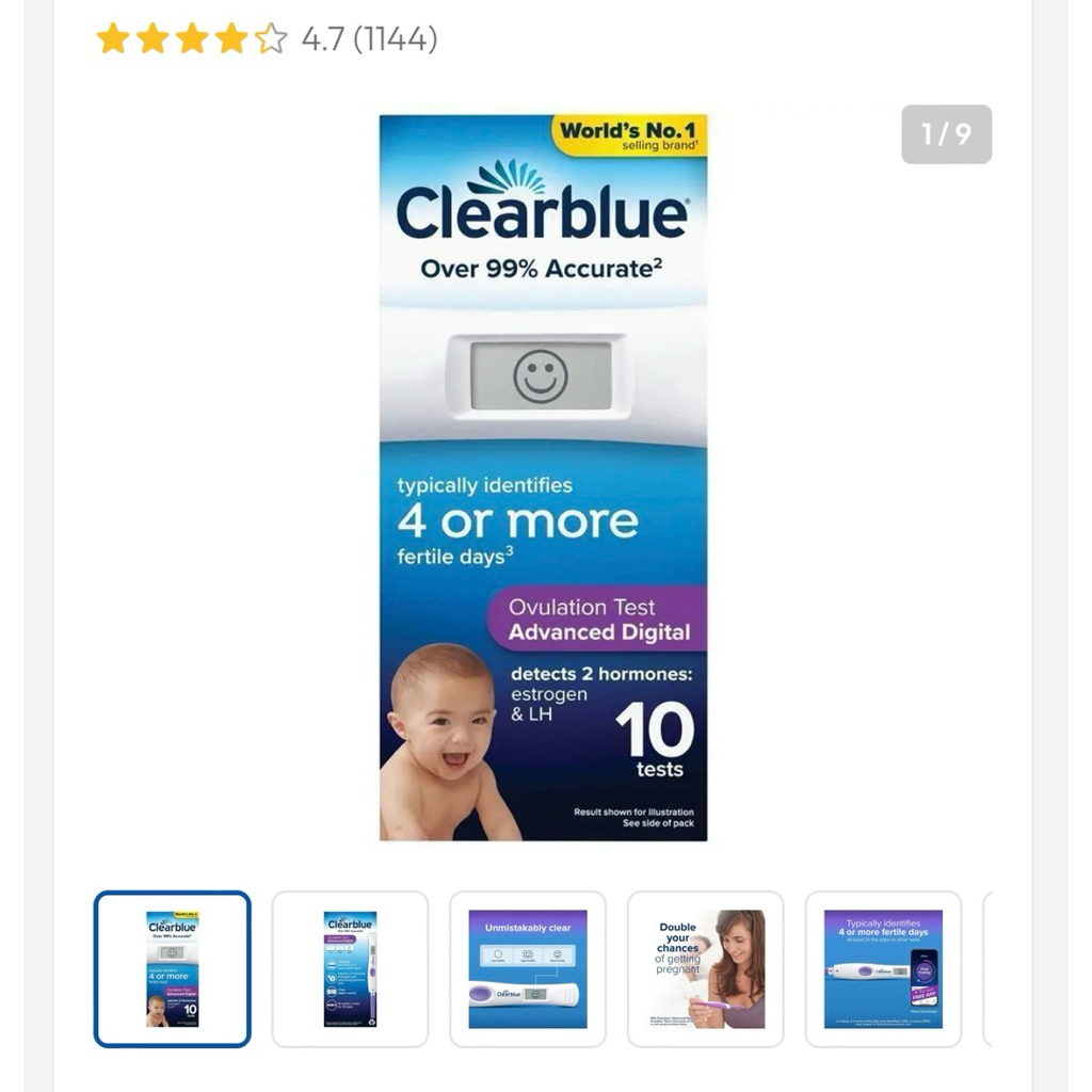 Clearblue Advanced Digital Ovulation Kit Test (Dual Hormone) 10 Pack ...