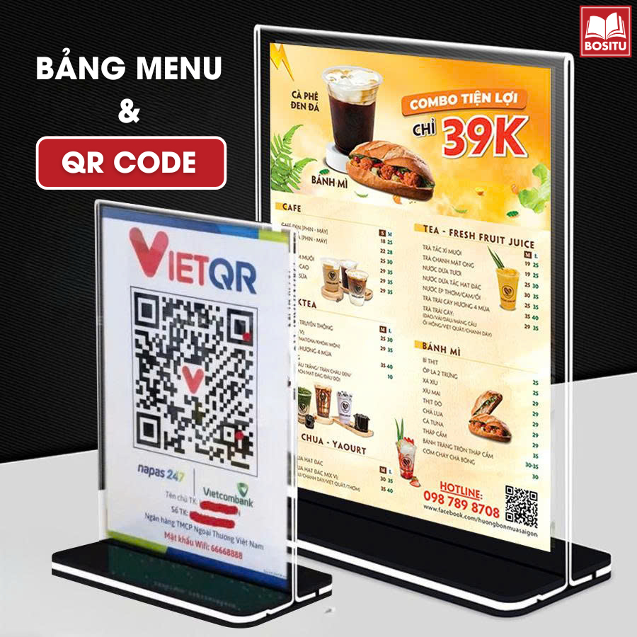 Mica Shelf for QR Payment Code, Menu Board A6/A5/A4 Removable Stand ...