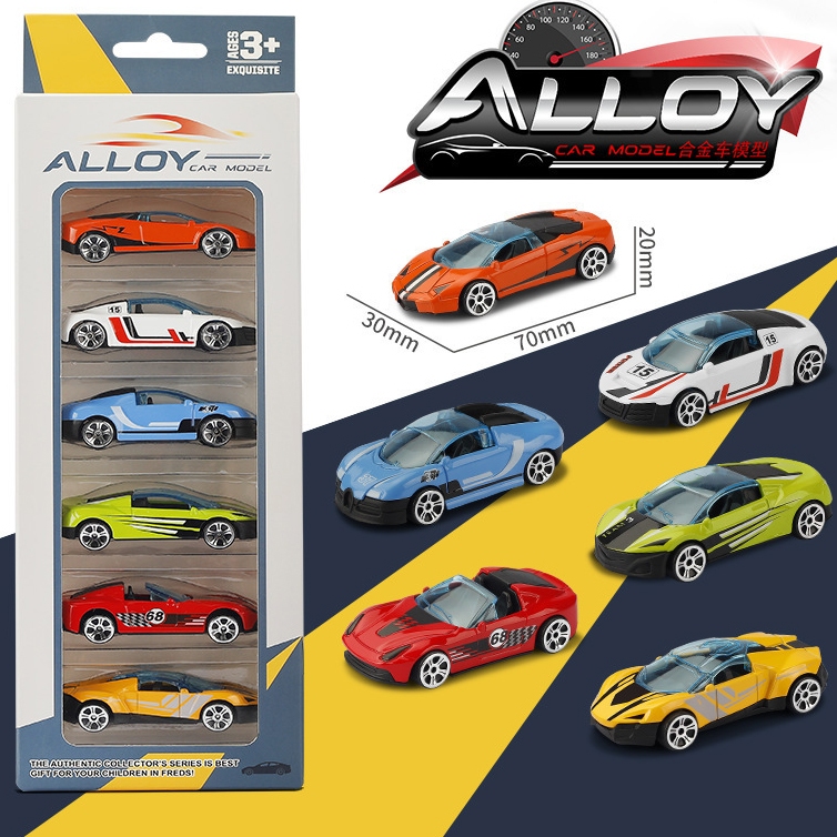 Box of 6 Alloy Mini Cars, Racing Car Children's Toys, Supercars ...