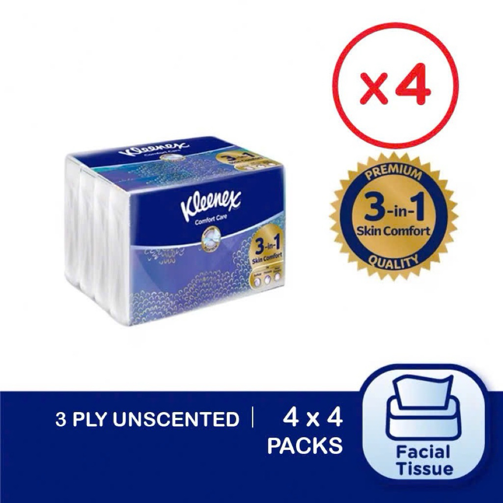 Kleenex Comfort Care 3in1 Skin comfort tissue paper, 4 stacks | Shopee ...