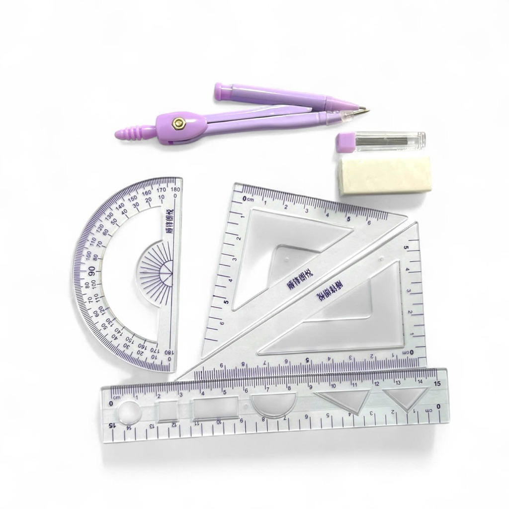 7 ruler compass set Piece, convenient, genuine ruler set with many cute ...