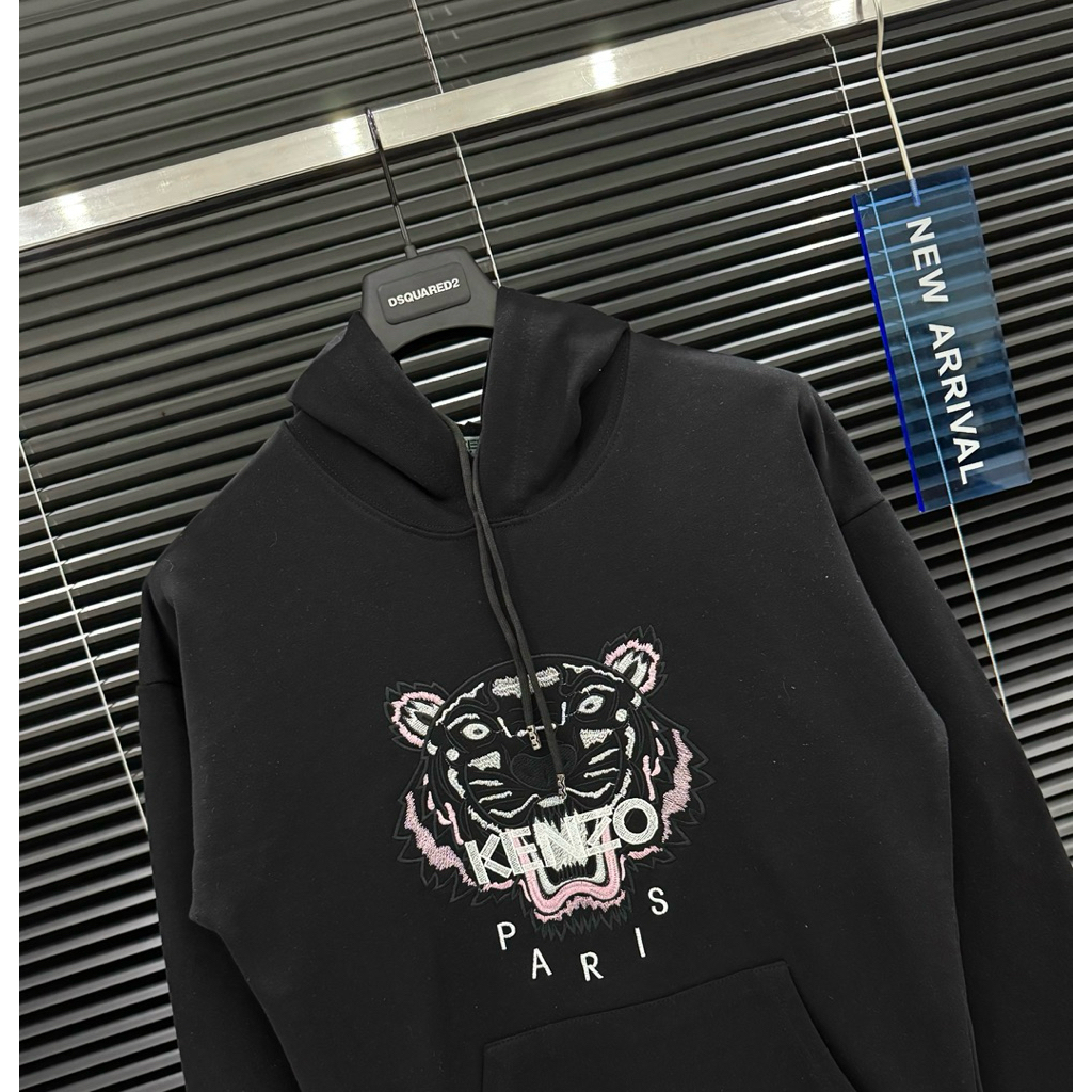 Kenzo men's and women's Hoodie made of crab felt embroidered with pink ...