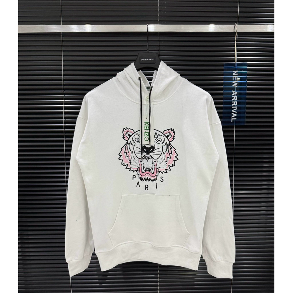Kenzo men's and women's Hoodie made of crab felt embroidered with pink ...