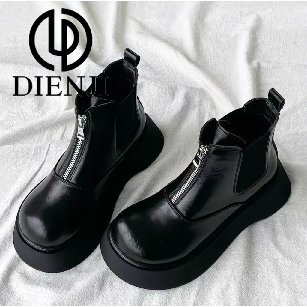 Women's boots with short collar, elastic ribs and zipper, 3-5cm high ...