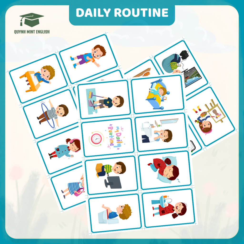 MY DAILY ROUTINE - English vocabulary card set - Flashcards - THE topic ...