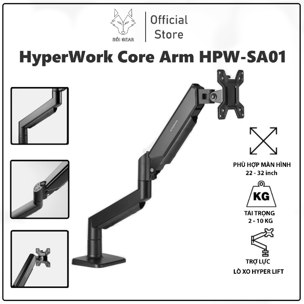 [HN - HCM EXPRESS] HyperWork Core Arm HPW-SA01-BLK Black Monitor Arm ...