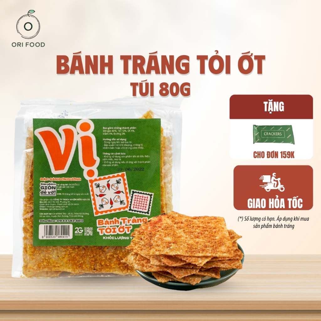 ORI FOOD garlic and chili rice paper 80gr bag - Crispy, rich in flavor ...
