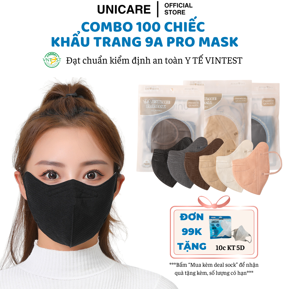 Combo of 100 Unicare 9A Masks Antibacterial Mask Dustproof ...