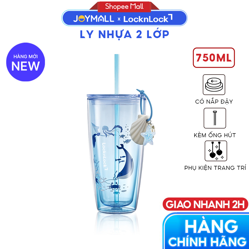 LocknLock Ocean Double Wall HAP534BLU 750ml 2-Layer Plastic Cup ...