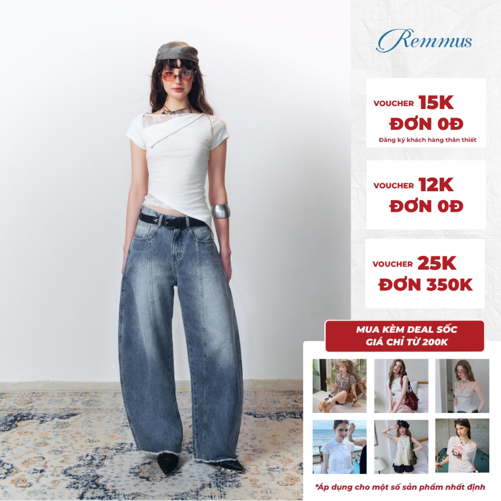 Remmus hacked wide-leg jeans for women | Shopee Philippines
