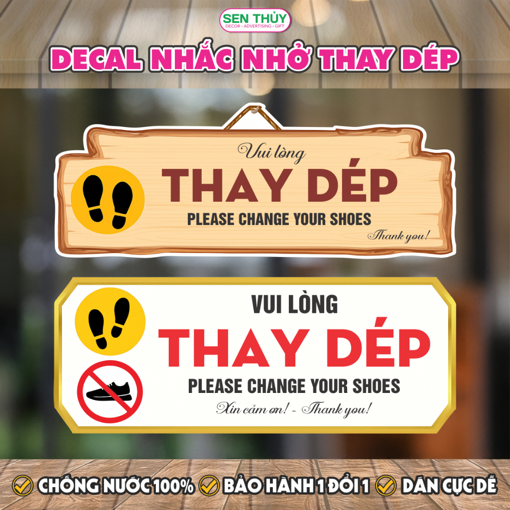 Please Change Slippers Decal, Leave Shoes Outside - Reminder Decal to ...