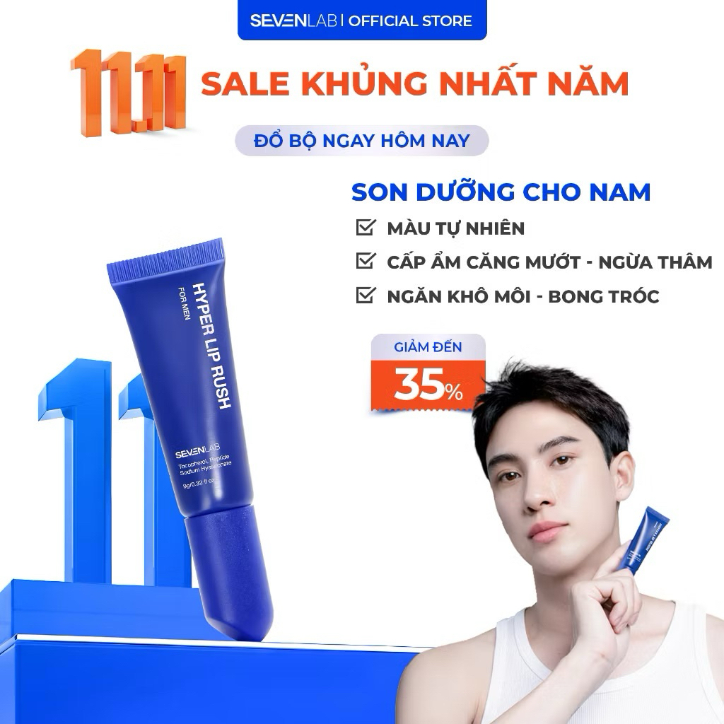 SEVENLAB premium colored Lip balm for men 9gr, non-sticky, reduces ...