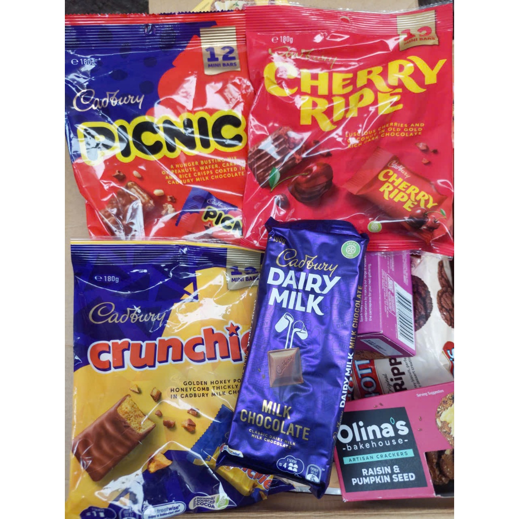 Cadbury Cherry Ripe Dark /Crunchie/Picnic/Dairy Milk chocolate candy 12 ...