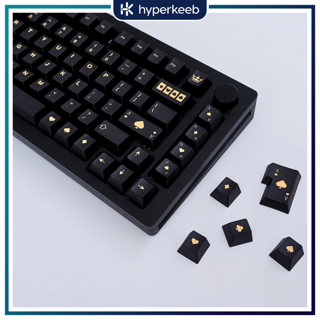 Double Ace Glitter Keycap Black & Gold, PBT 134 Dye-sub Buttons ...