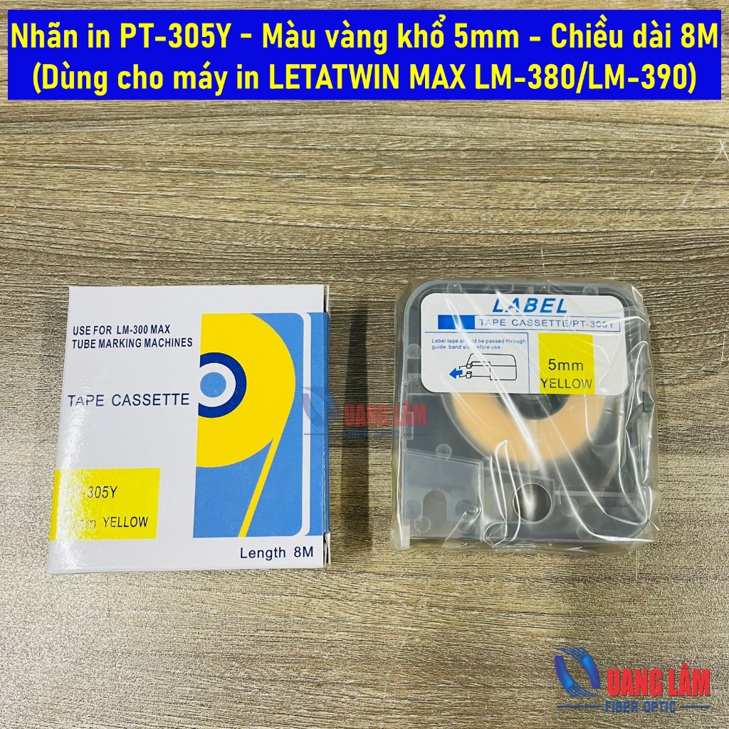 Printing label PT-305Y - Yellow, size 5mm - Length 8M (For LETATWIN MAX ...