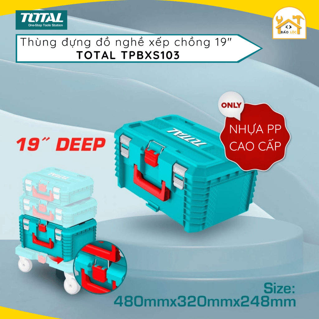 Total TPBXS103 Deep Stackable 19 Inch Tool Box, 25kg Load Tool Box ...
