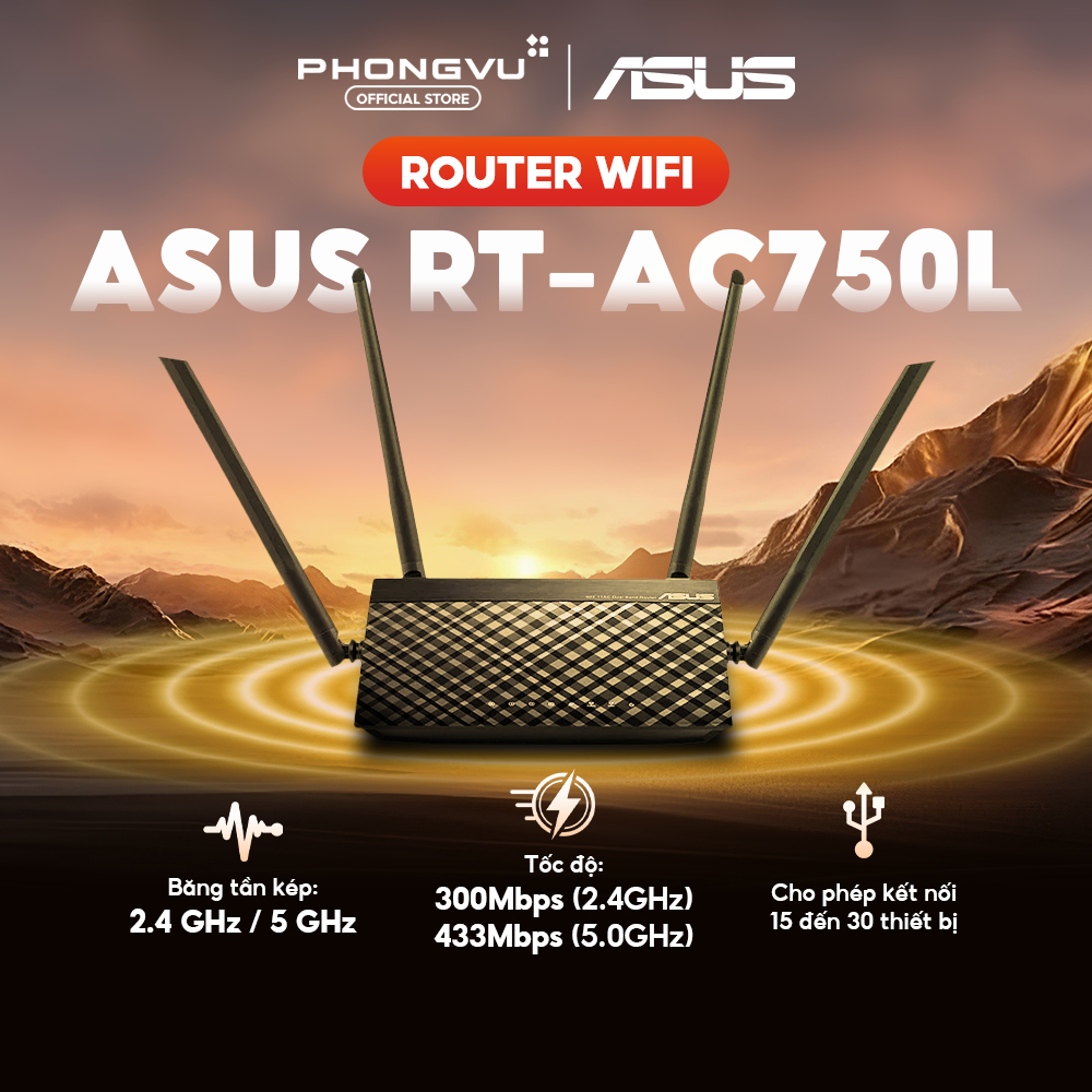 ASUS RT-AC750L Wifi Router - 64MB RAM - Dual Band - 4 External Antennas ...