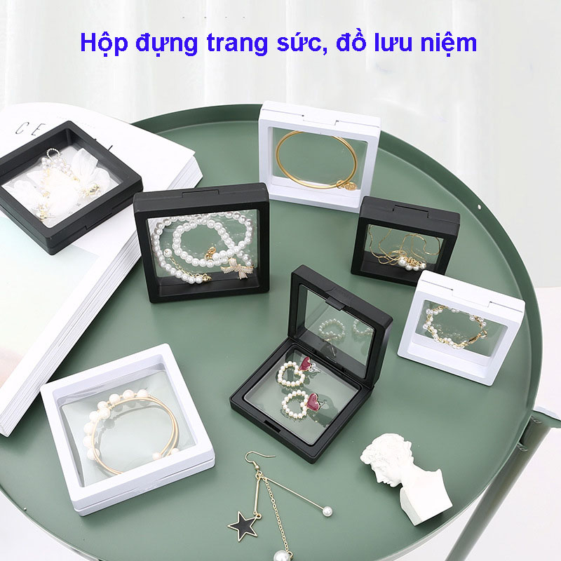 Compact jewelry and accessory box covered with transparent PE plastic ...