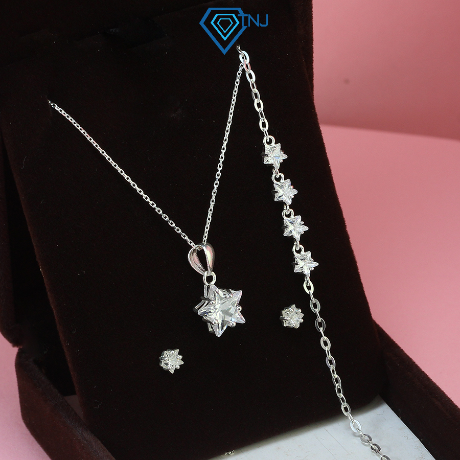 Lovely star-shaped 925 silver jewelry set with stones BTS0058 - TNJ ...