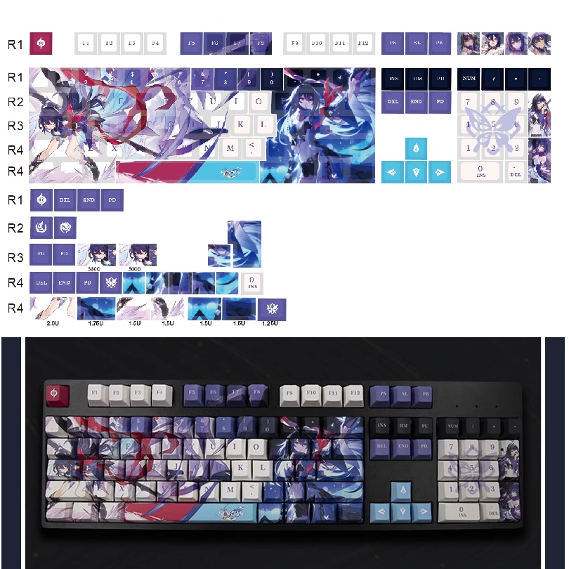 Honkai Keycap Star Rail Seele thick PBT through led in dyesub 5 sides