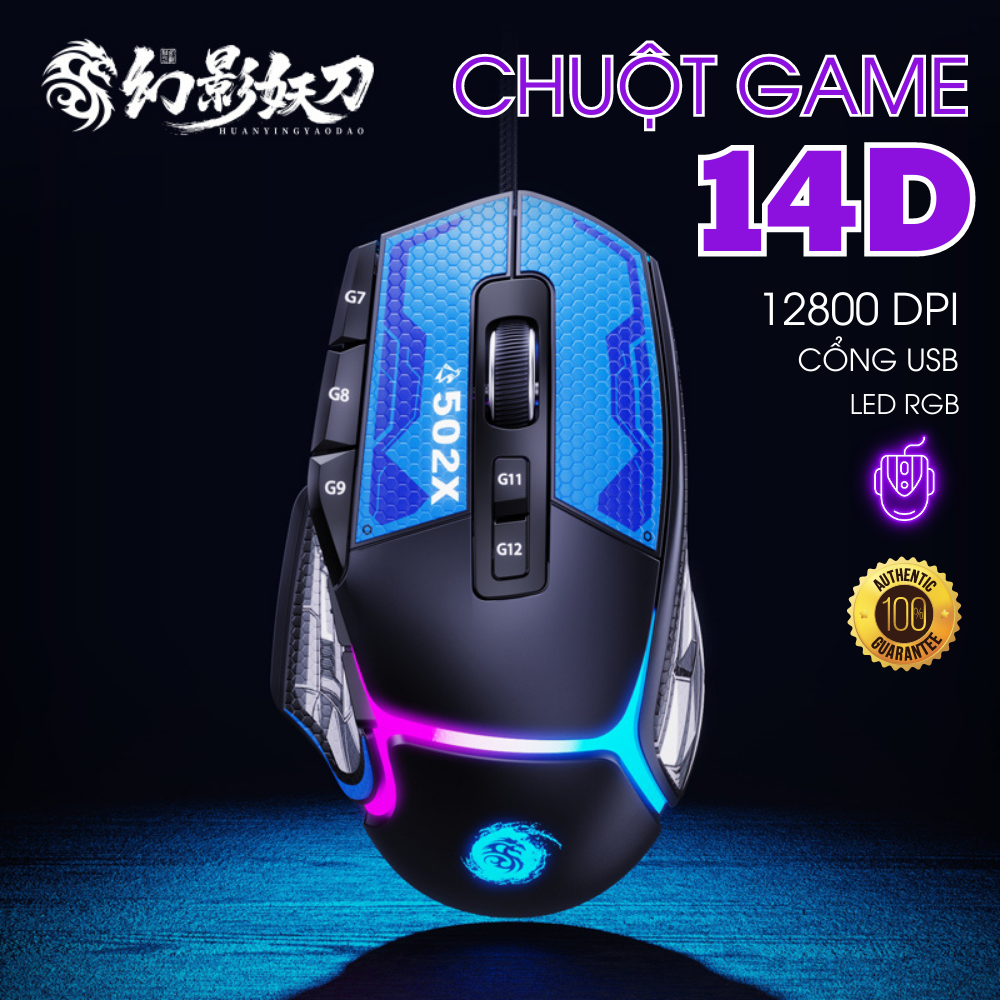 Ghost 14D gaming mouse, computer mouse with RGB led lights, high ...