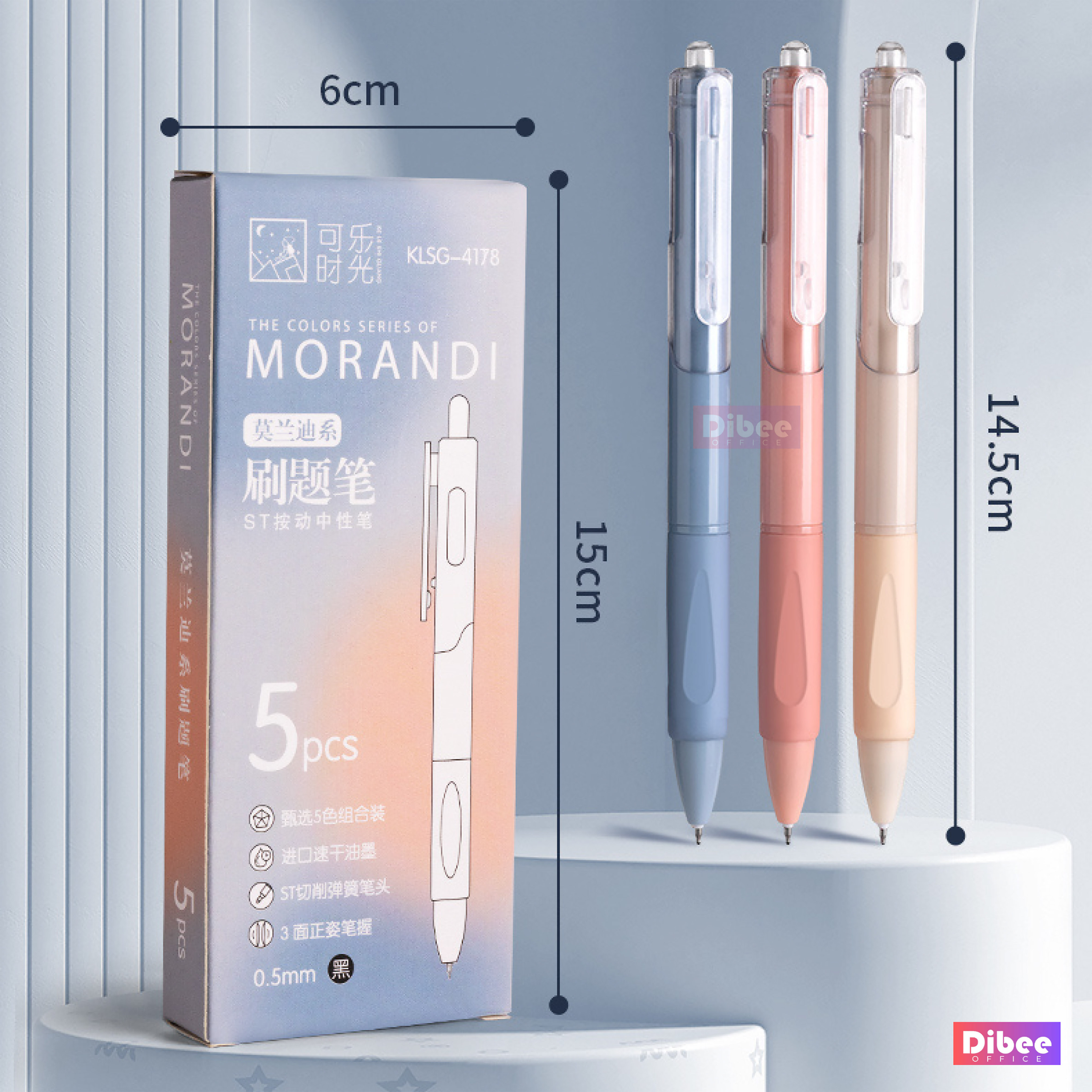 DiBee press-on gel pen, black ink writing gel pen, Korean style smooth ...