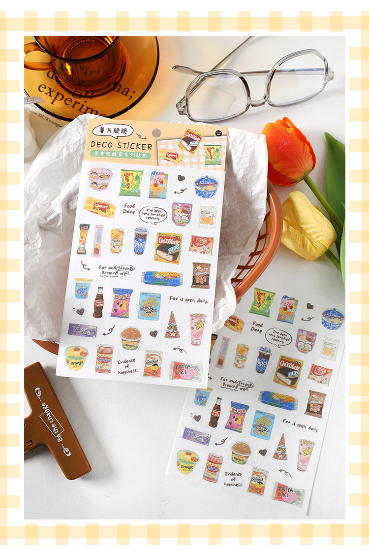 Stickers - SNACKS Sticker Sheet Made of Super Cute Textured Paper ...