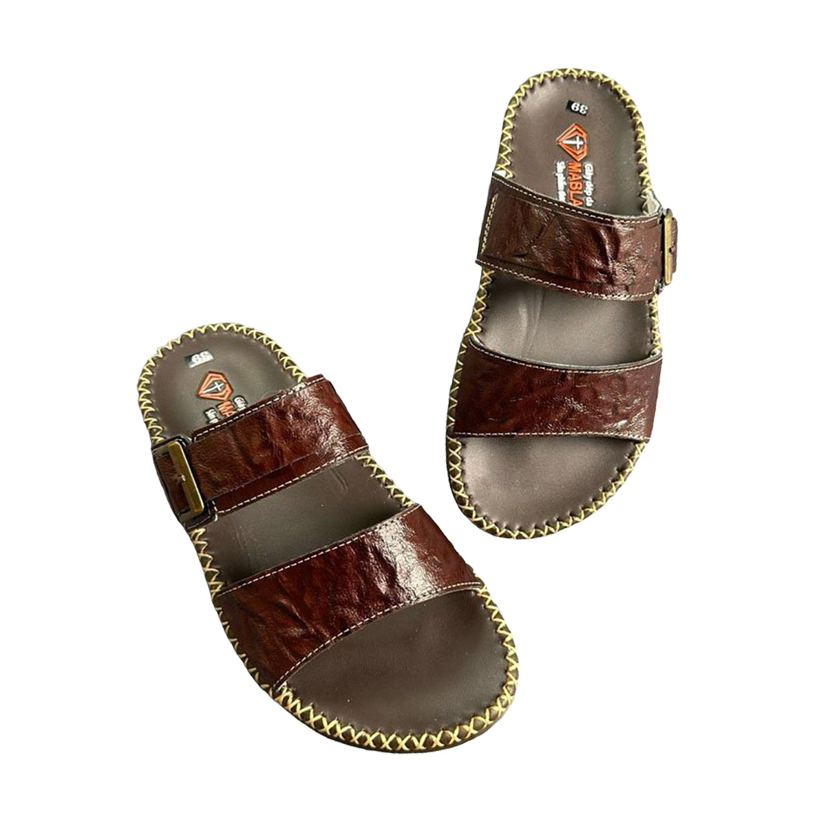 Beautiful men's leather sandals with 3cm high sole, MABLACKA brand ...