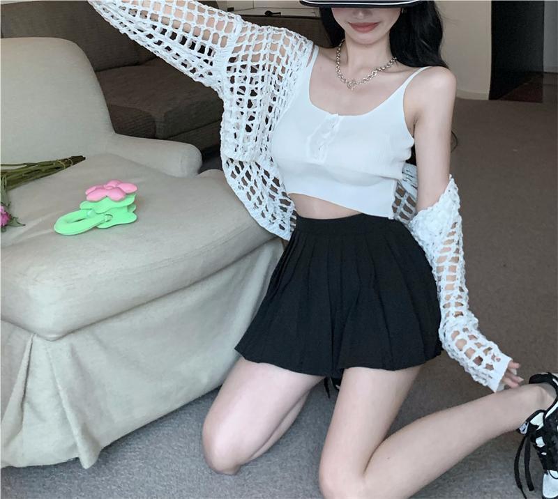 Cardigan Set with 2strap crop top Carigan for women, mesh style