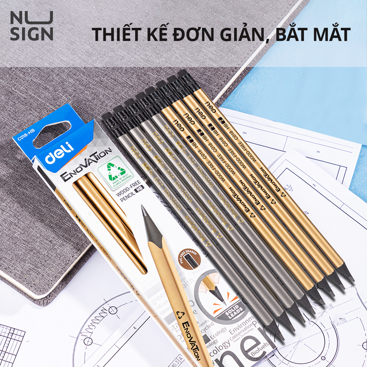 Silver Wooden HB Triangle Pencil Includes Safe Erasable Tip for Fine ...