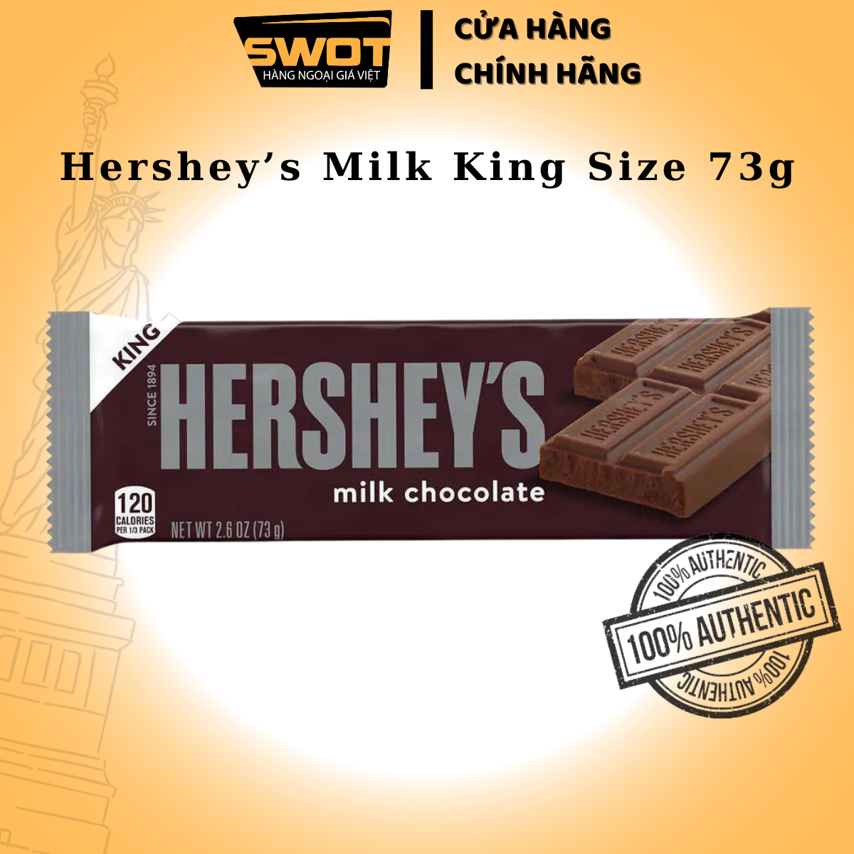 Box Of 18 Hershey's King Chocolate Bars Size Usa 73g [HSD T10 / 24