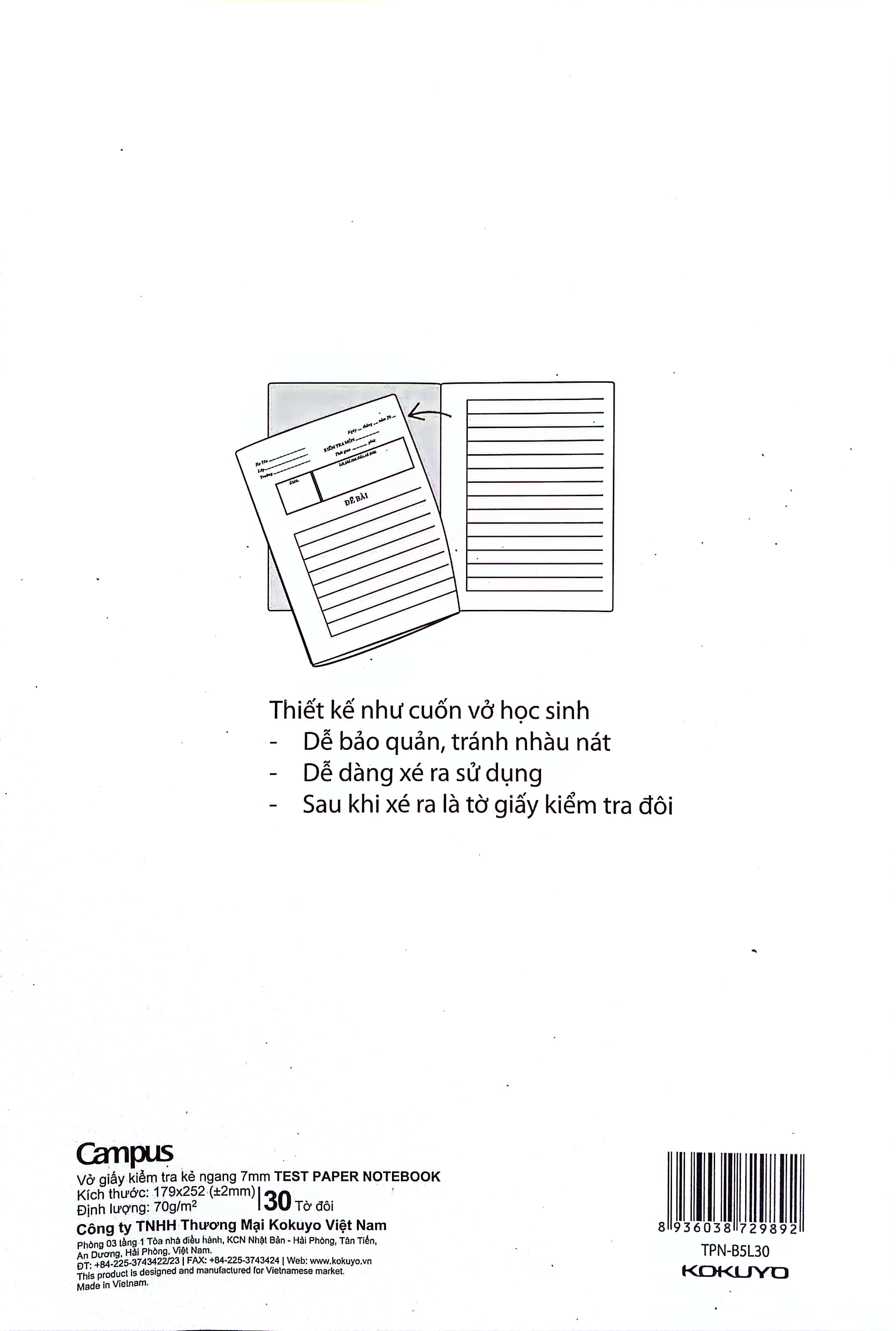 Campus TEST PAPER NOTEBOOK student TEST PAPER (30 double sheets) for ...