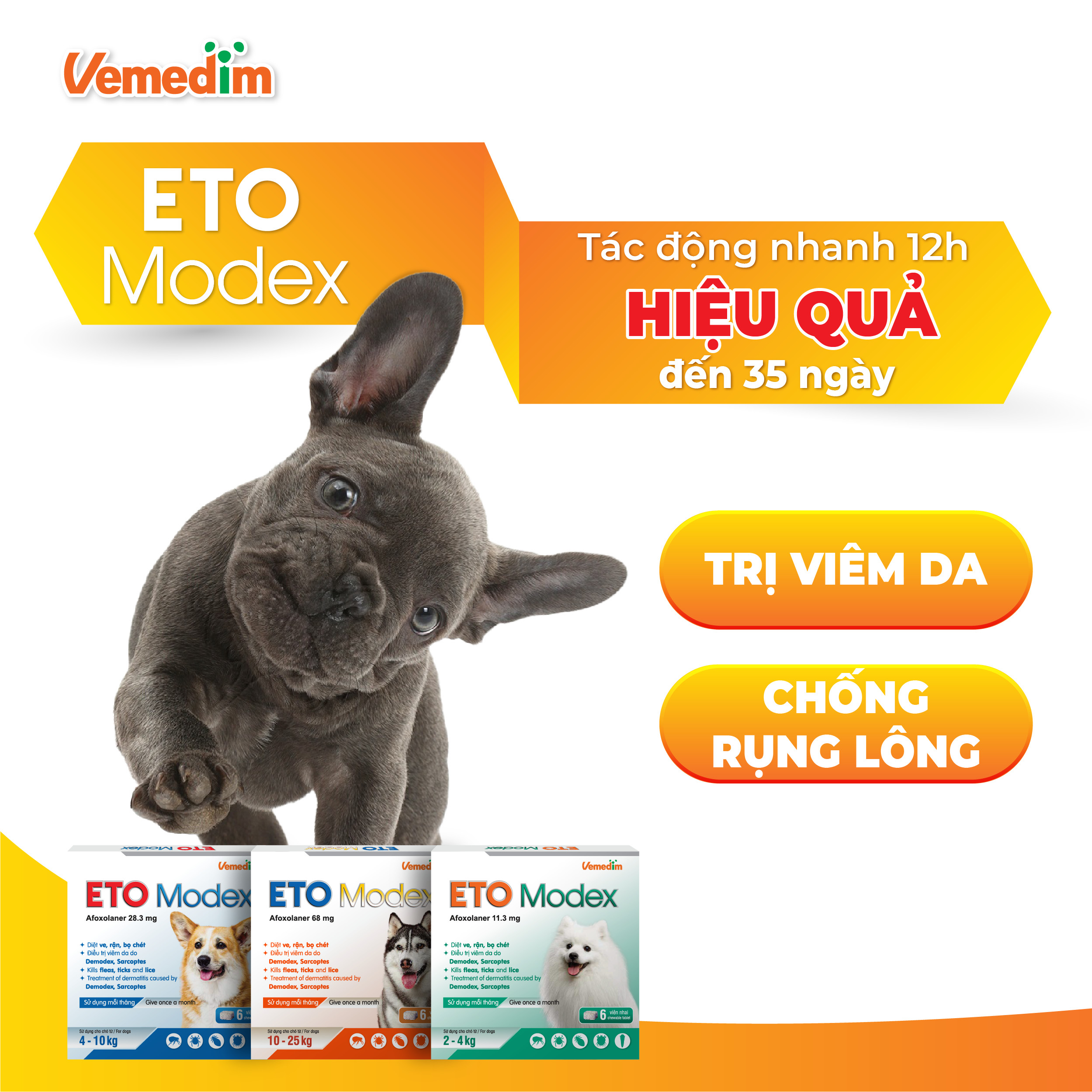 Vemedim ETO Modex - Kills ticks, lice, fleas, dermatitis caused by ...