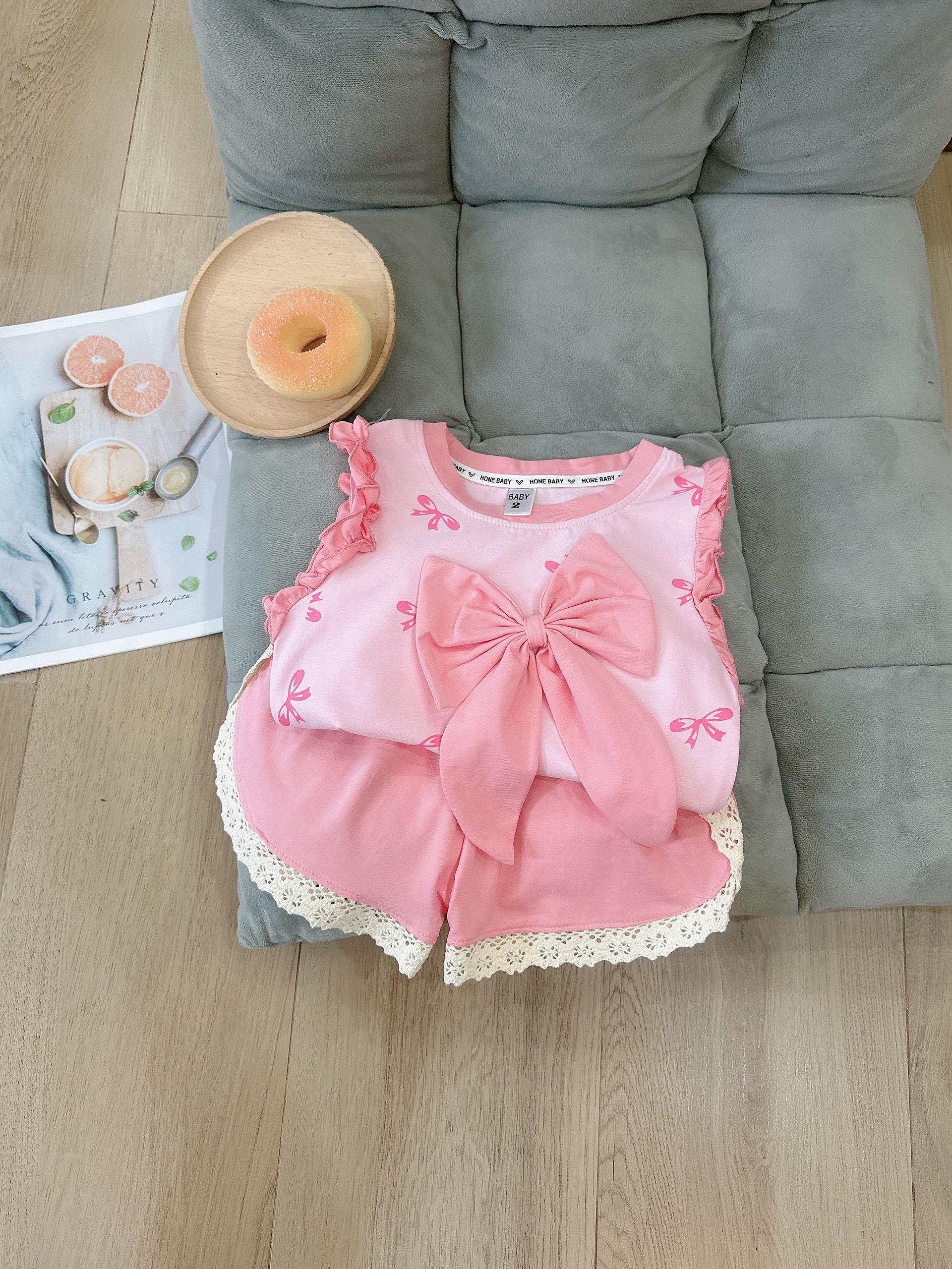 Baby girl clothes set Baby girl outfit Sleeveless Ruffled