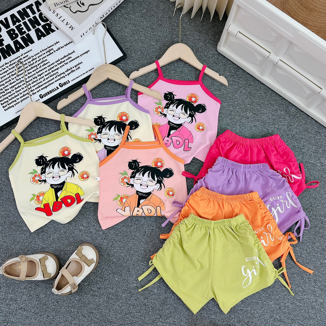 Girl's printed drawstring shirt and pants set YBDL(D003) | Shopee ...
