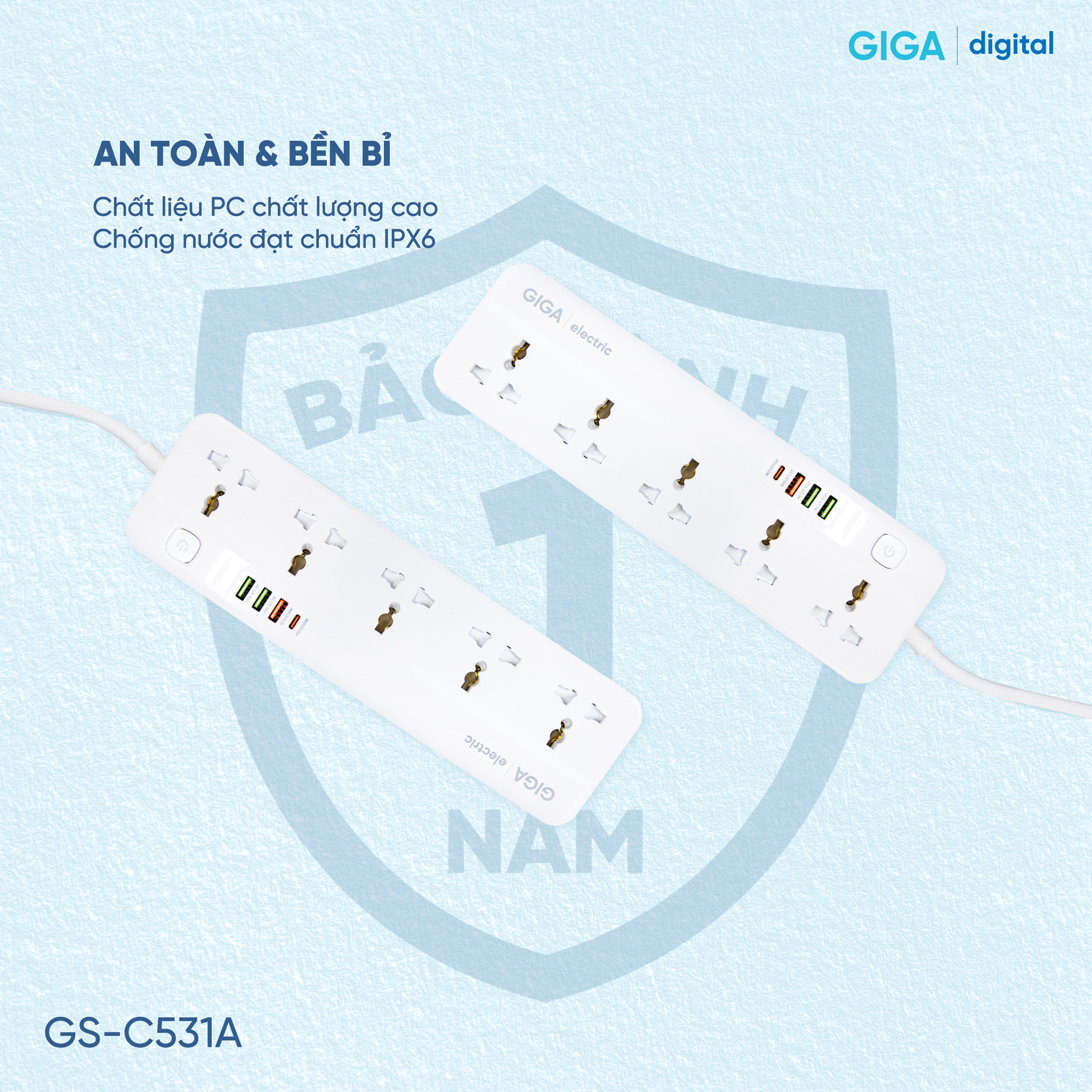 Giga Electric GSC531A Multifunction Power Socket (EU Plug, 3M Wire