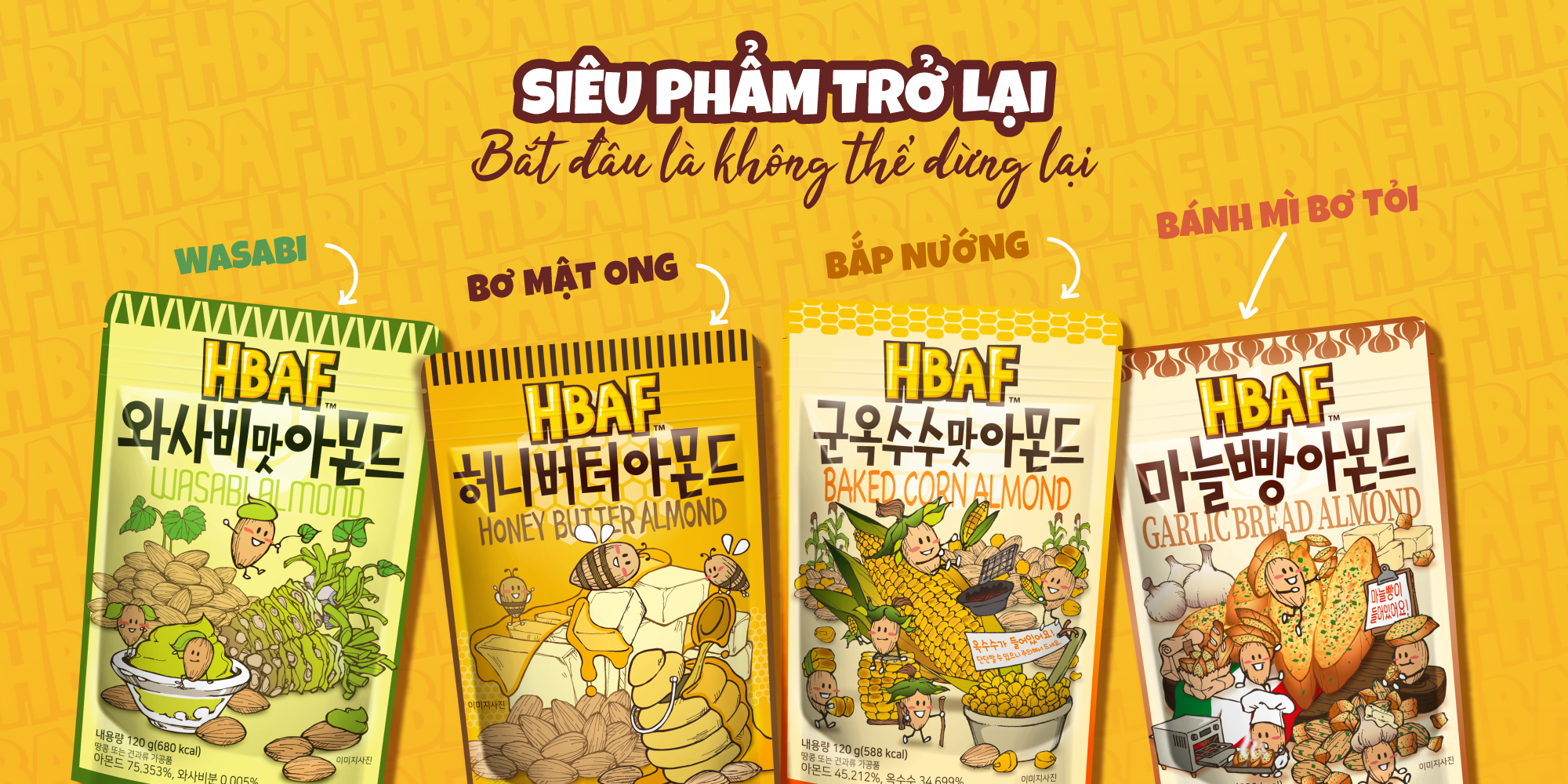 HBAF Korean Flavored Almonds 120G Many Flavors, Convenient Nutritional ...