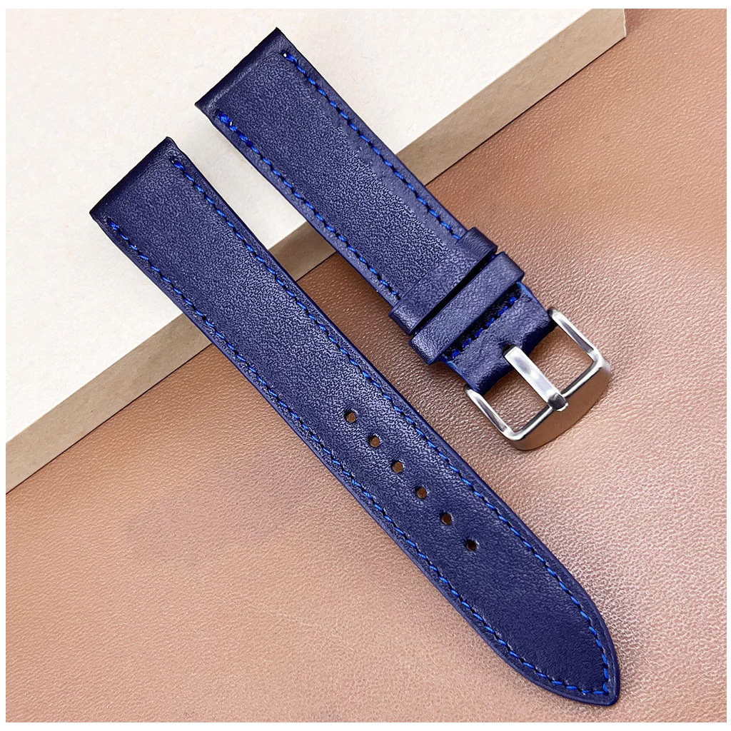 (Dark Blue x THIN Form) Genuine Cow Leather Watch Strap BO-87 Leather ...