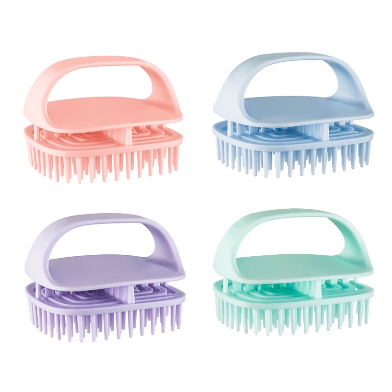 Silicone Scalp Massage Comb with Colorful Finger Handle Design | Shopee ...