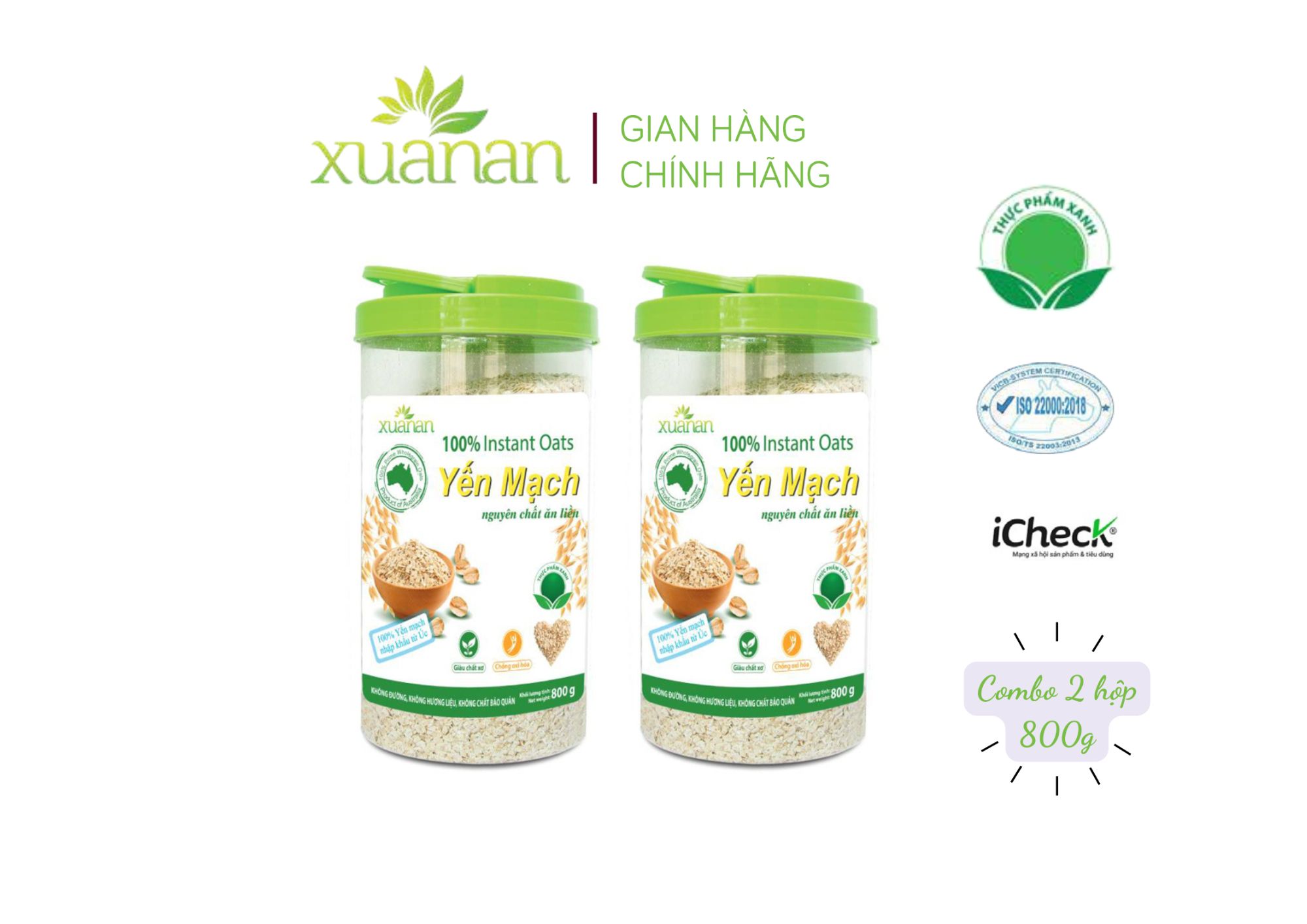 Combo of 2 boxes of Xuan An Instant Pure Oats [no sugar] Box 800G ...
