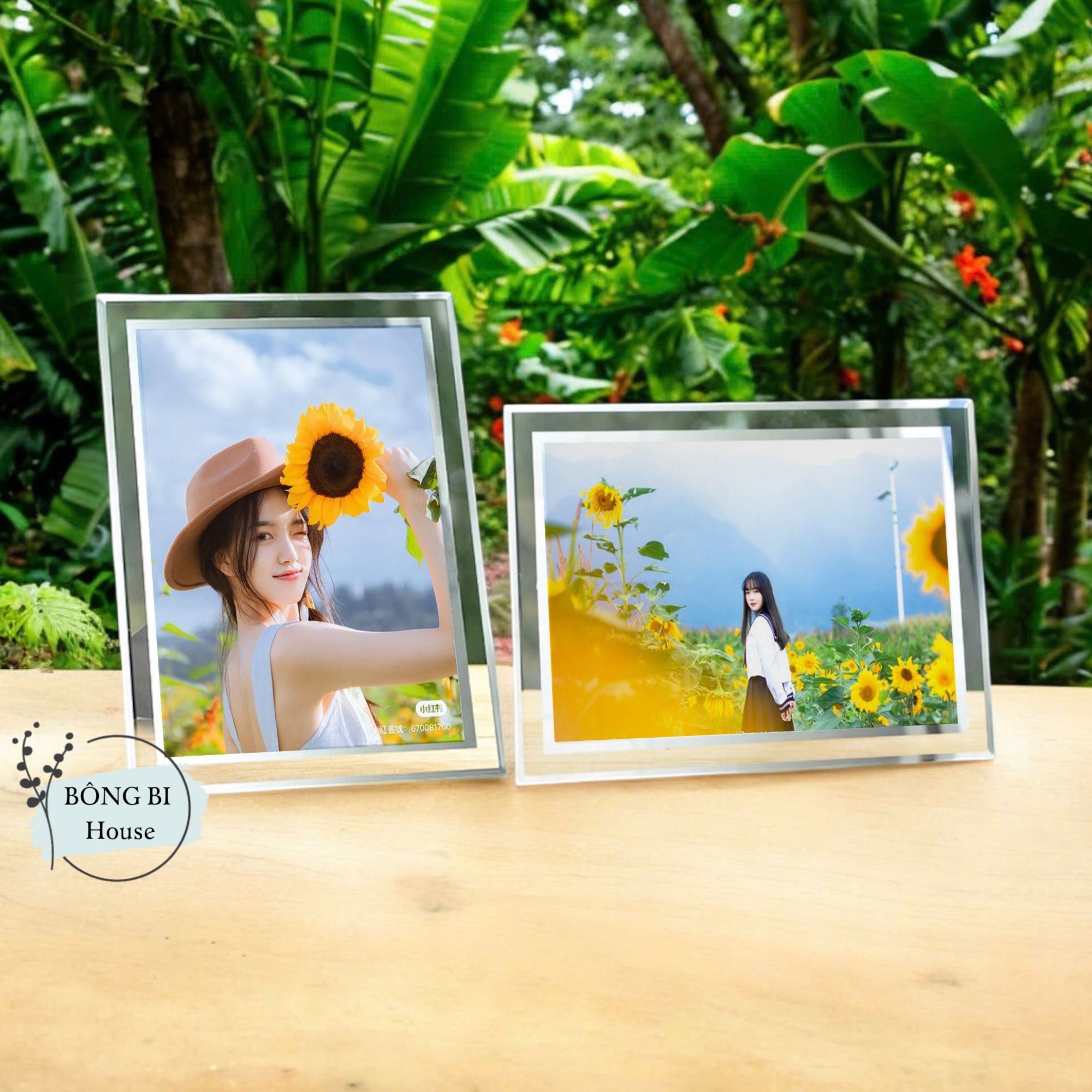 Combo of 5 A4 glass photo frames for table or wall hanging crystal ...