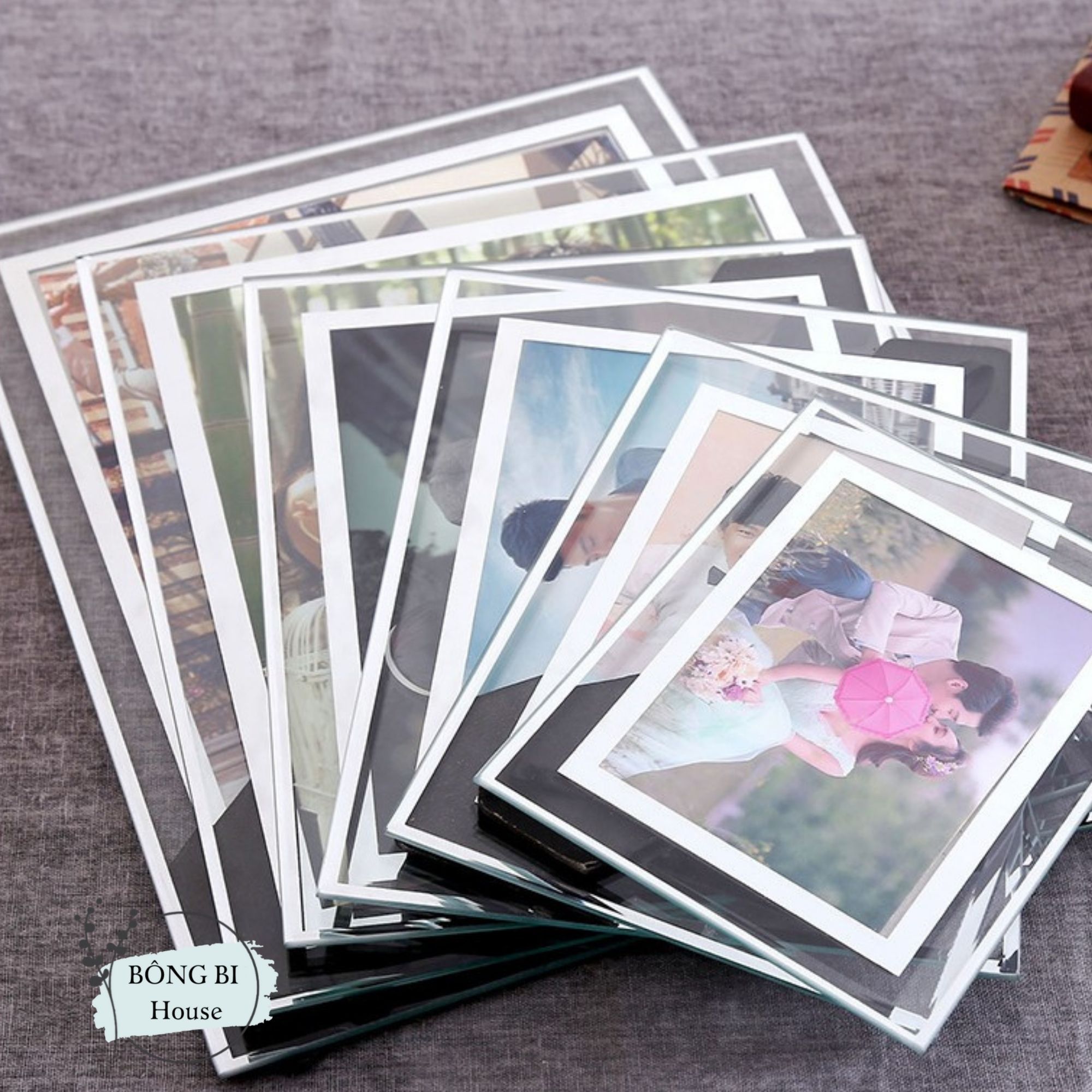Combo of 5 A4 glass photo frames for table or wall hanging crystal ...