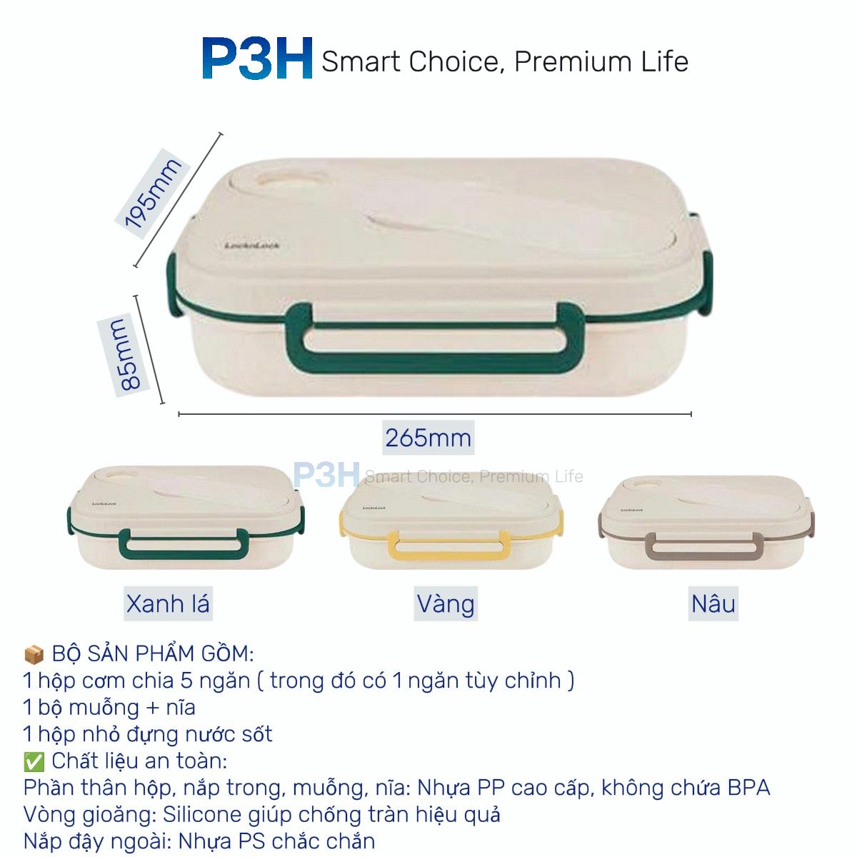 TOGO 3-compartment LocknLock plastic lunch box 980ml HPL781; 5 ...