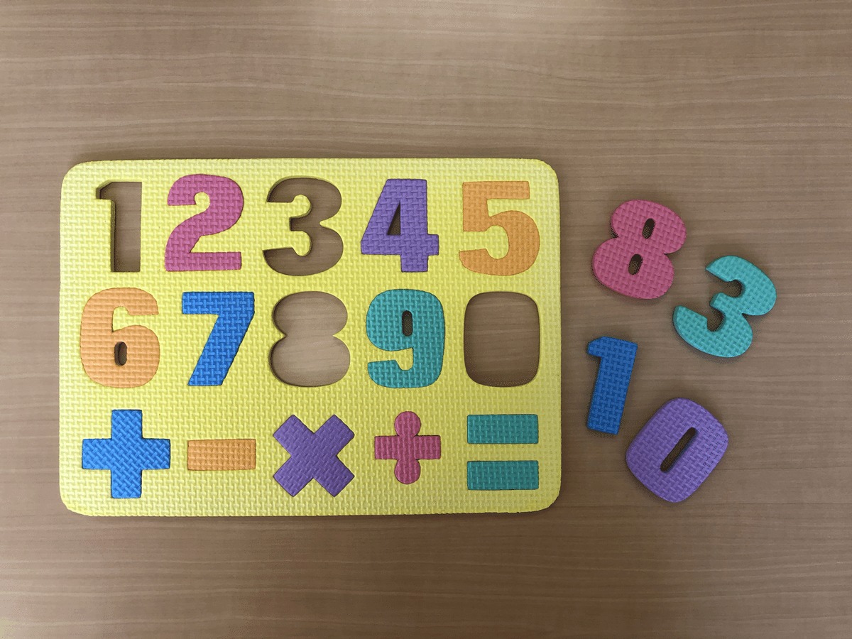 Foam number board with addition, subtraction, multiplication and ...