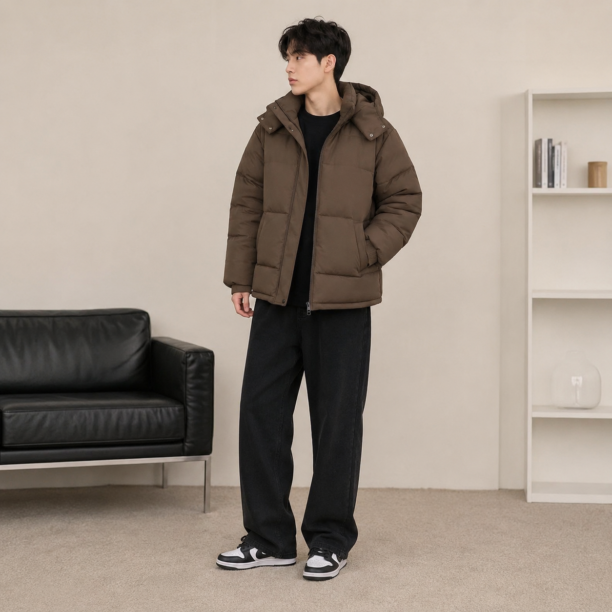 Puffer Jacket Quilted Unisex Extra Warm Winter Heat Retention Attached ...