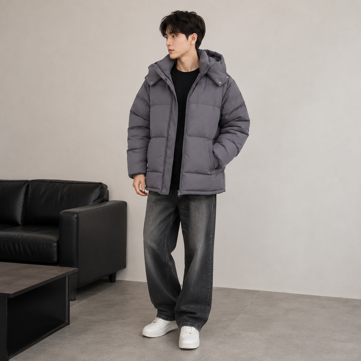 Puffer Jacket Quilted Unisex Extra Warm Winter Heat Retention Attached ...