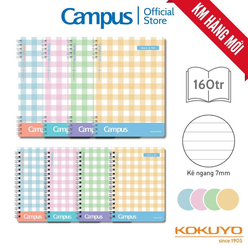 XO Spring Notebook Check & Bar Two Sizes B5 and A5, 160 Horizontal ...