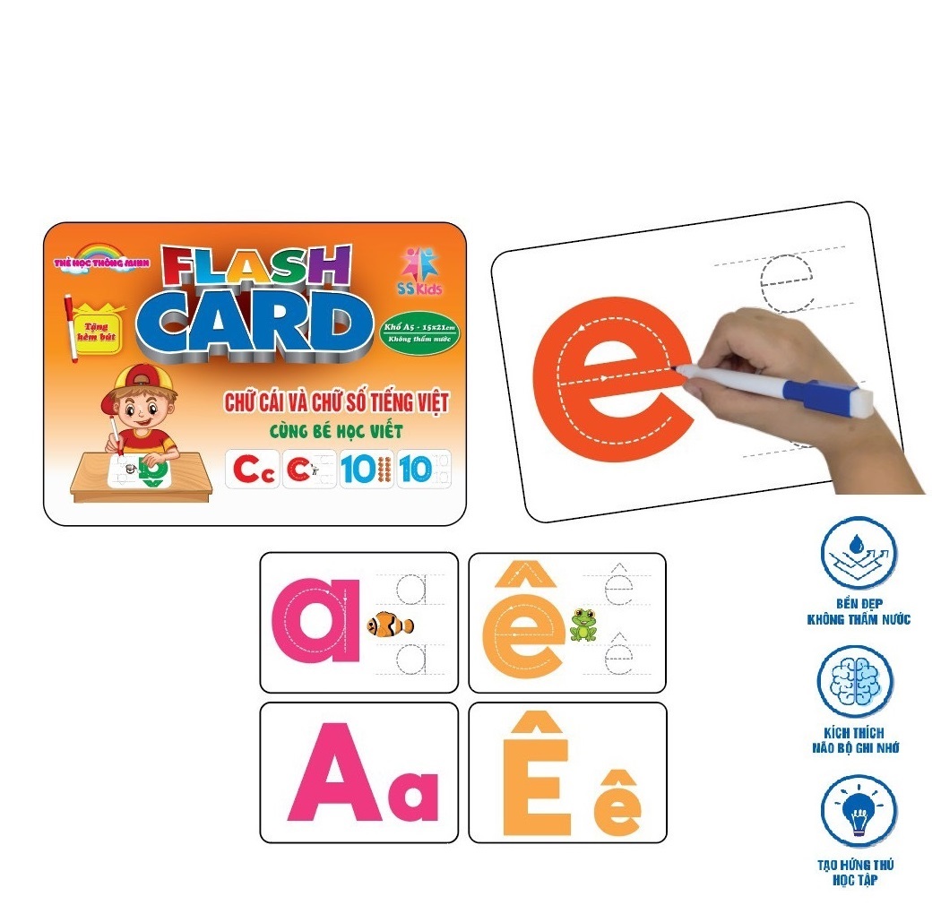 A5 Size Smart Learning Card Set with Vietnamese Letters and Numbers ...