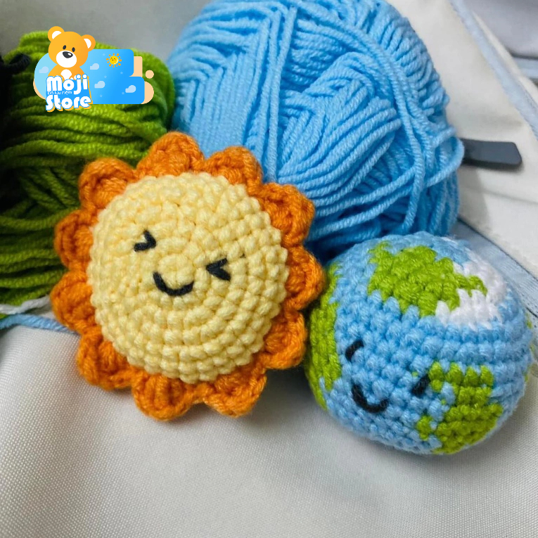 Sun Wool Keychains, Handmade Wool Earth, Cute Keychains, Double Earth